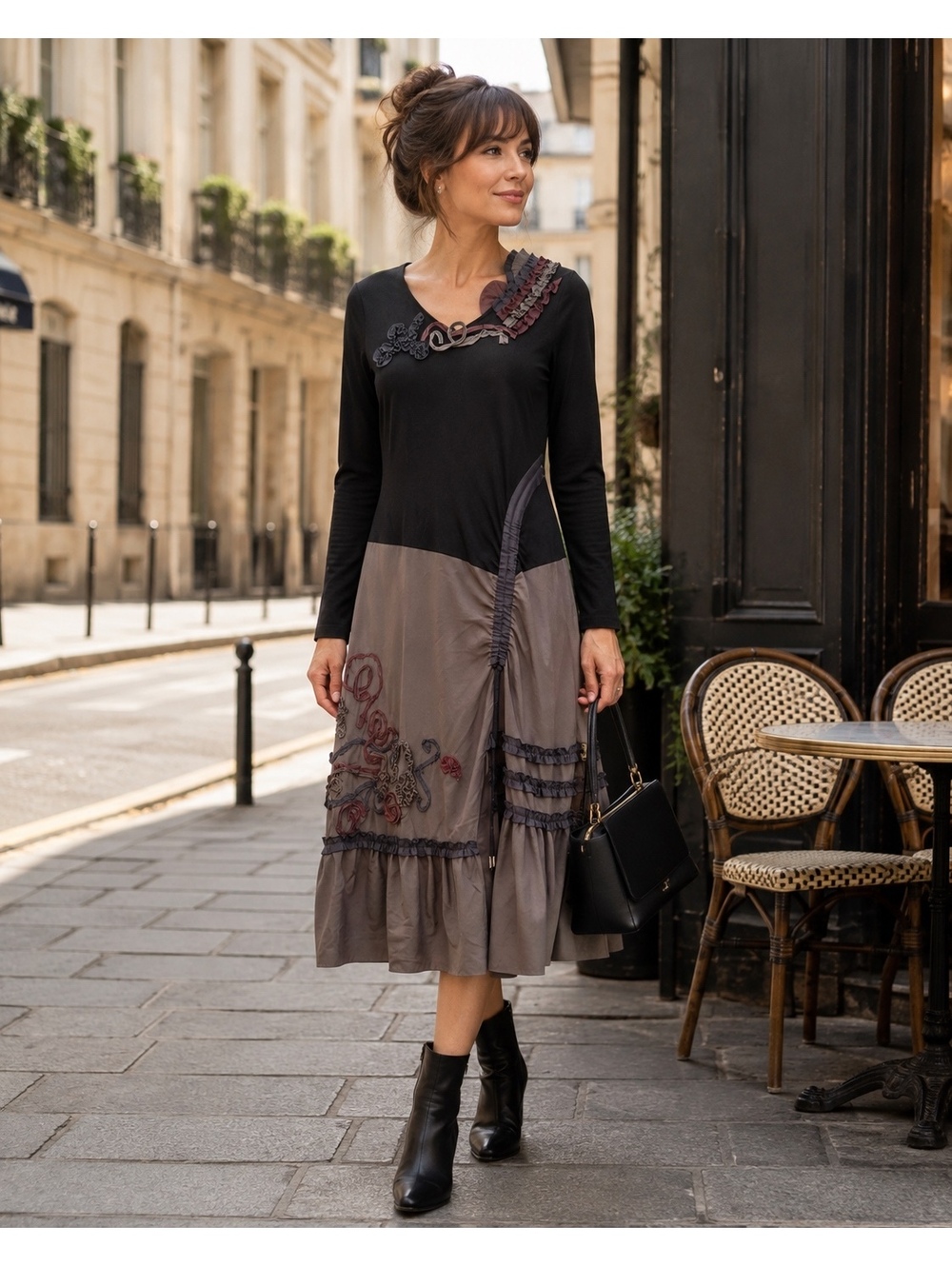 ZAPA Paris Artful Color Block Midi Dress EU 38/US4 | Parisian Designer Chic